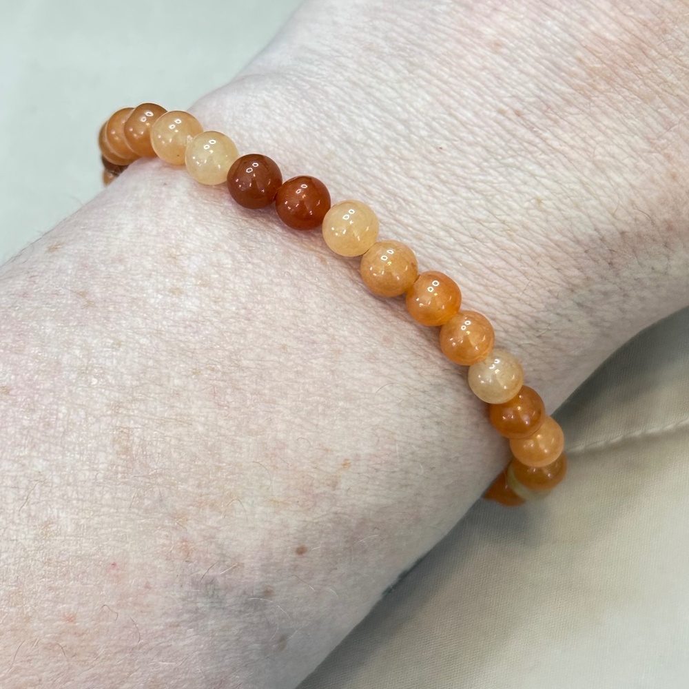 Orange Aventurine Stretchy Beaded Bracelet.